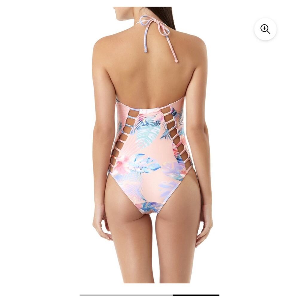 No Boundaries Juniors One Piece Tropical Swimsuit Size Medium 7 - 9 Halter Top - Picture 2 of 16